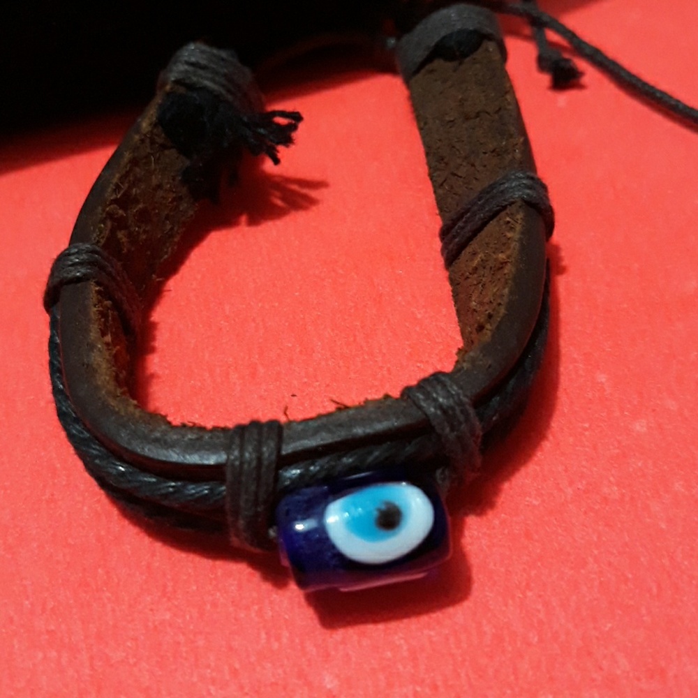 Leather bracelet evil eye